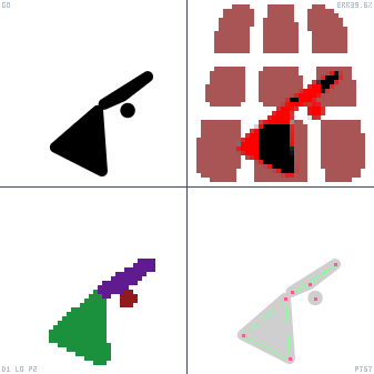 Genetic evolution diagnostic animation for 3d Perspective Grid
